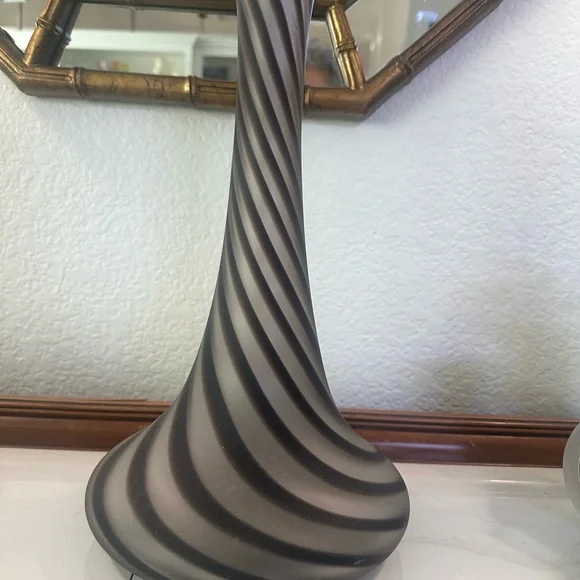 Vintage bohemian satin glass swirl studio art vase